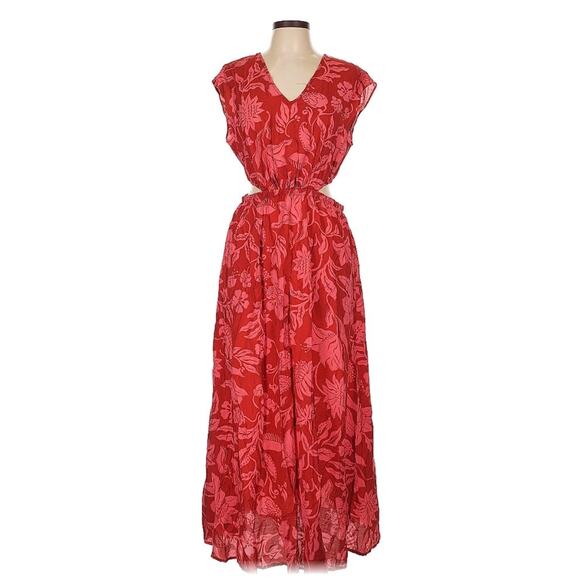 MNG Floral Print Side Cutout Dress Sz L - Picture 2 of 11